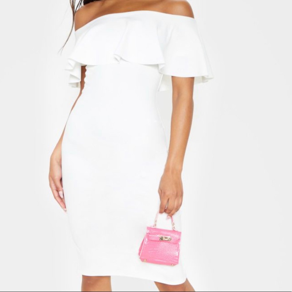 White frill midi dress